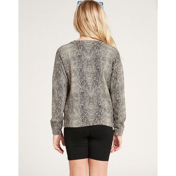 VOLCOM Sweater Girls Youth Sz M (8-10) Over N Out Animal Print Crewneck NWT - Picture 2 of 16